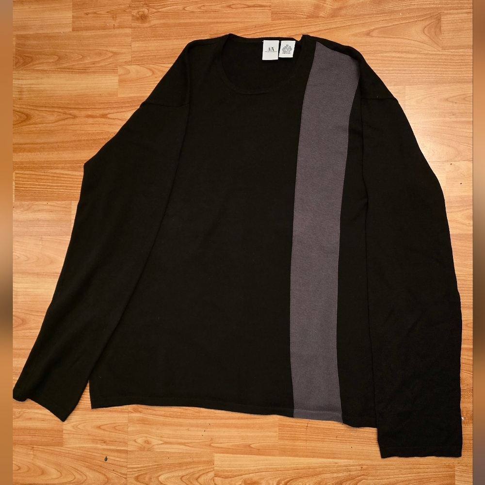 Armani Exchange Black and Gray Long Sleeve Tee
